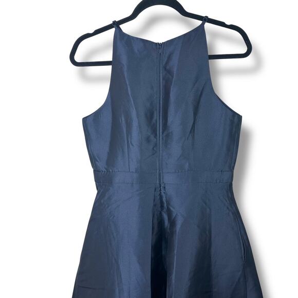 Lulus NWT Broadway Show Navy Blue High-Low Taffeta Pleated Gown Dress Medium - Picture 9 of 11